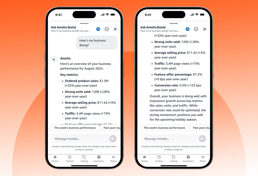 Image of Amazon seller AI assistant tool called Project Amelia