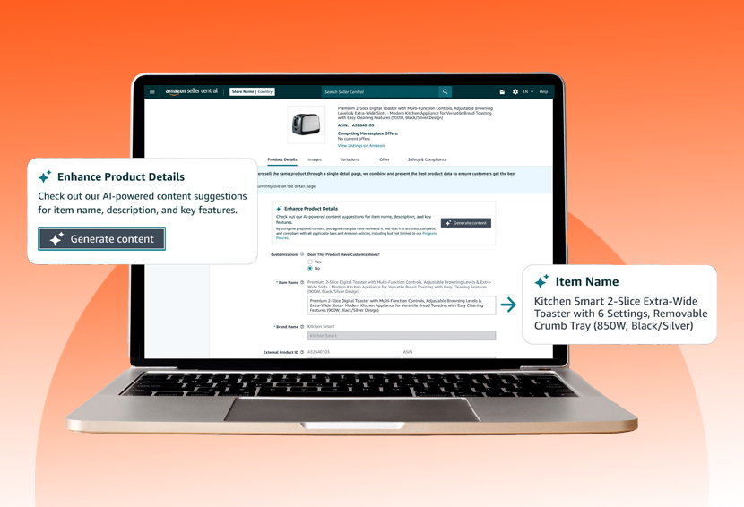 Image of Amazon AI listing tool called 'EML'