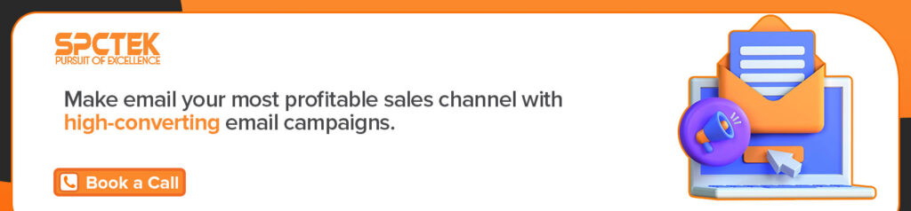 Book a call button for email marketing services.