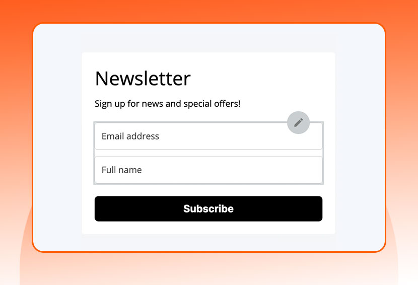 The image shows an email signup form. 