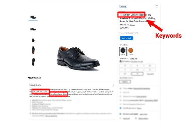 Picture showing an optimized Walmart title