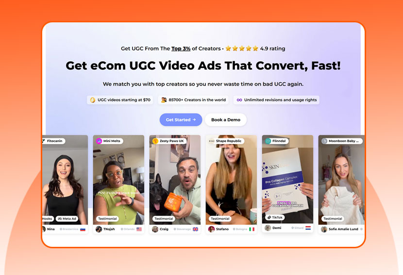 The image shows a homepage image of a paid UGC platform.