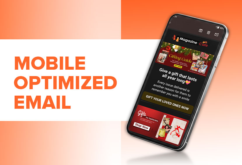 The image shows a Mobile Optimized Email.