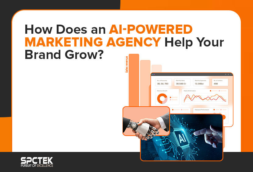 The image shows partnering with AI AI-powered agency can improve productivity