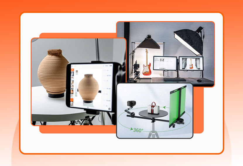 The image shows an example of 360-degree product photos.