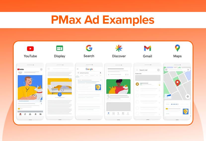 This image shows PMax Ad examples