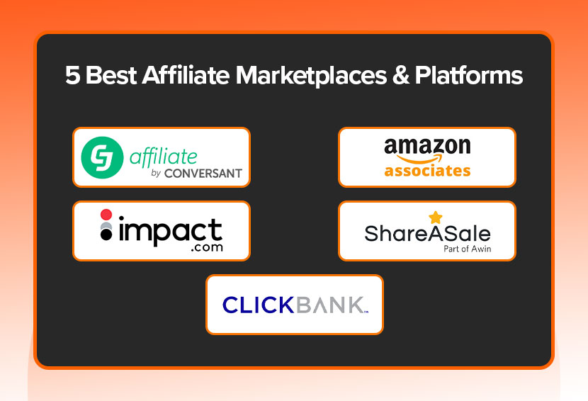 The images shows the best affiliate marketing platforms