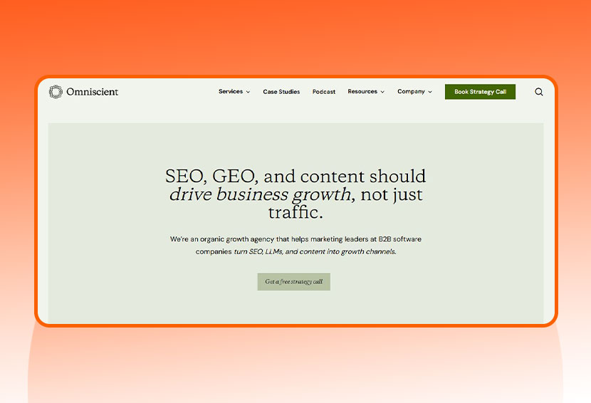 The image shows Omniscient Generative AI Search Engine Optimization agency.