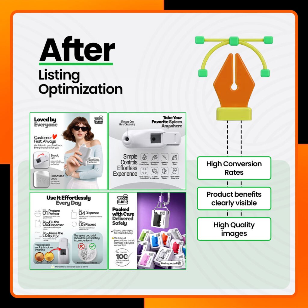 The image shows optimized Amazon listings.