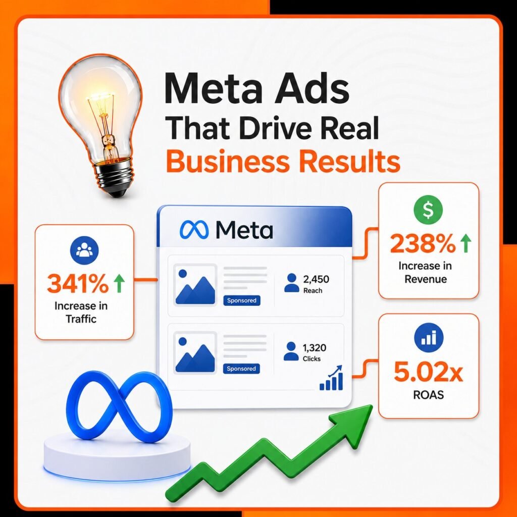 The image shows the solution results for the Meta Ads case study