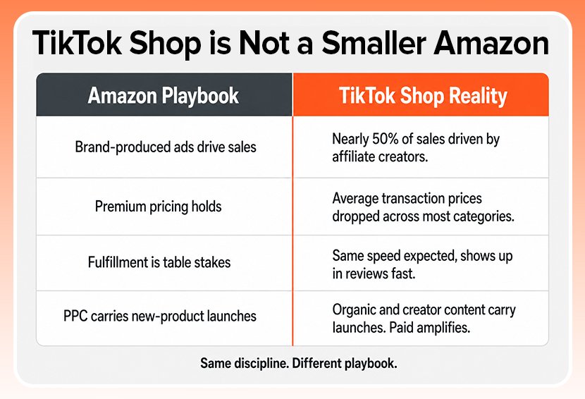 The image shows the difference between Amazon Ads and TikTok Ads.