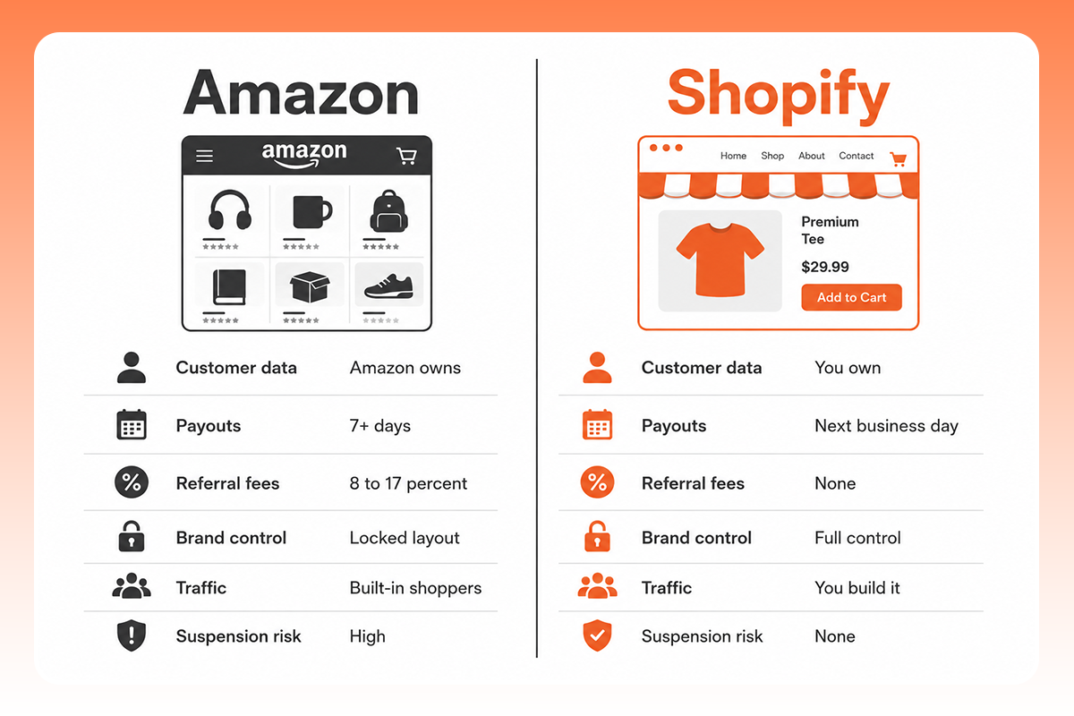 The images shows Amazon vs own site .