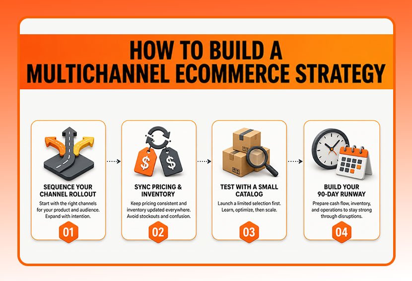 The image shows how to create a successful multichannel e-commerce studies.